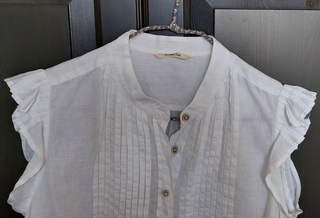 Blusa lino Massimo Dutti blanca