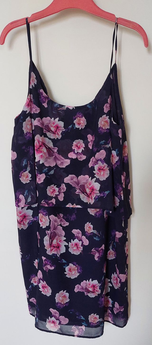 Vestido lencero MANGO azul/flores