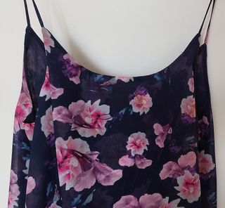 Vestido lencero MANGO azul/flores