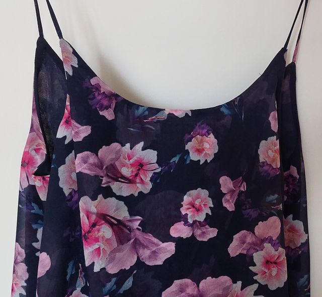 Vestido lencero MANGO azul/flores