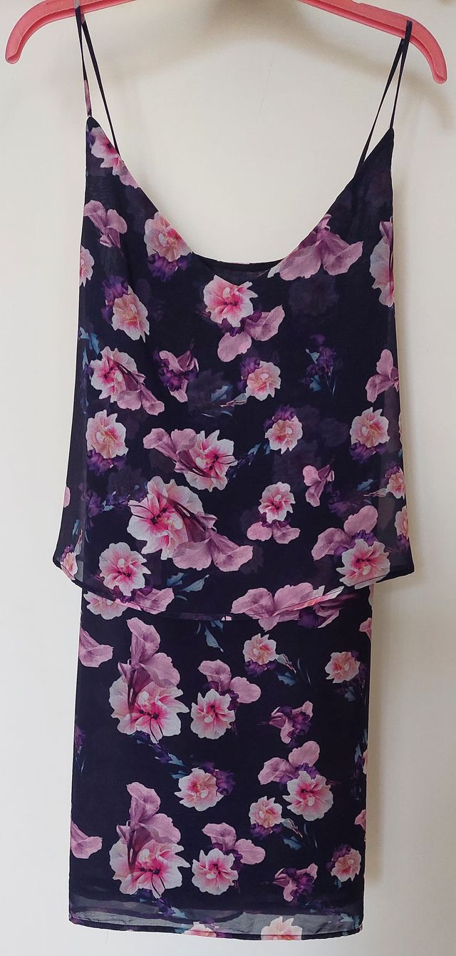 Vestido lencero MANGO azul/flores