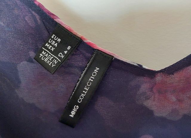 Vestido lencero MANGO azul/flores