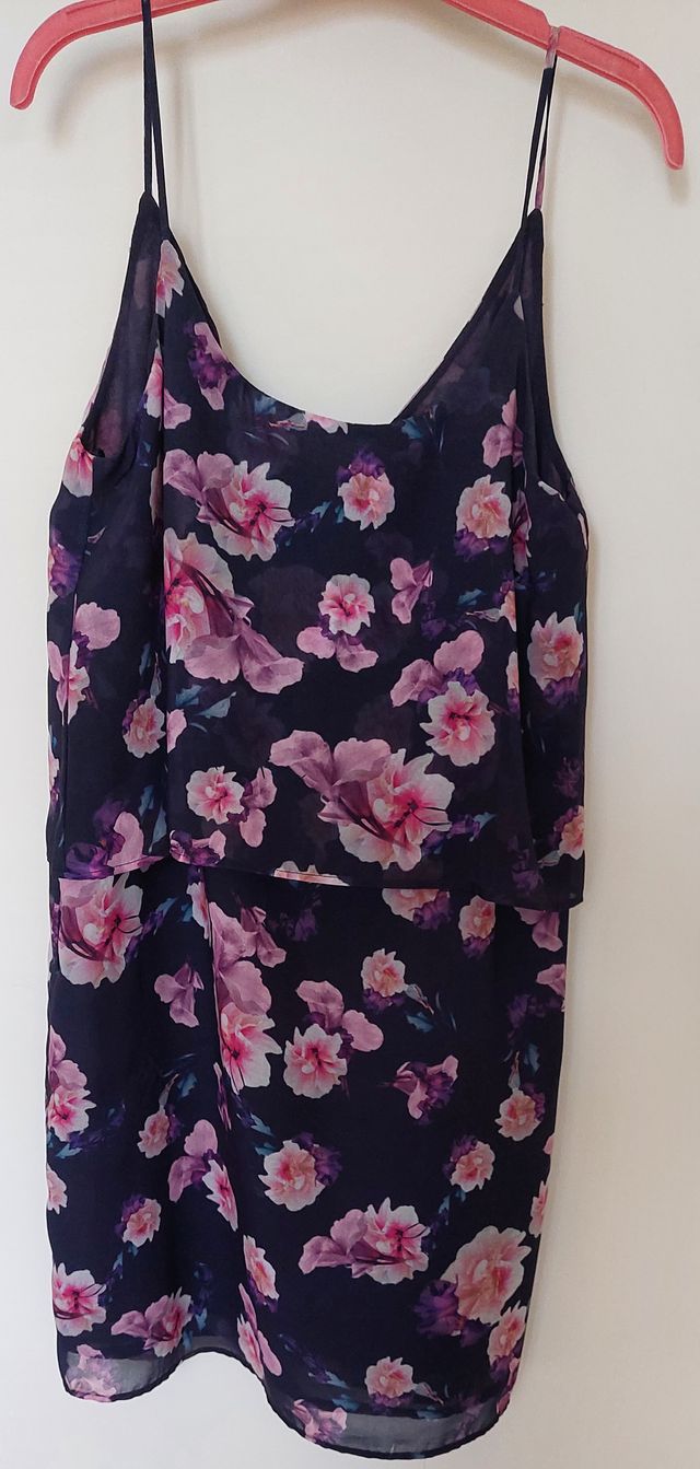 Vestido lencero MANGO azul/flores