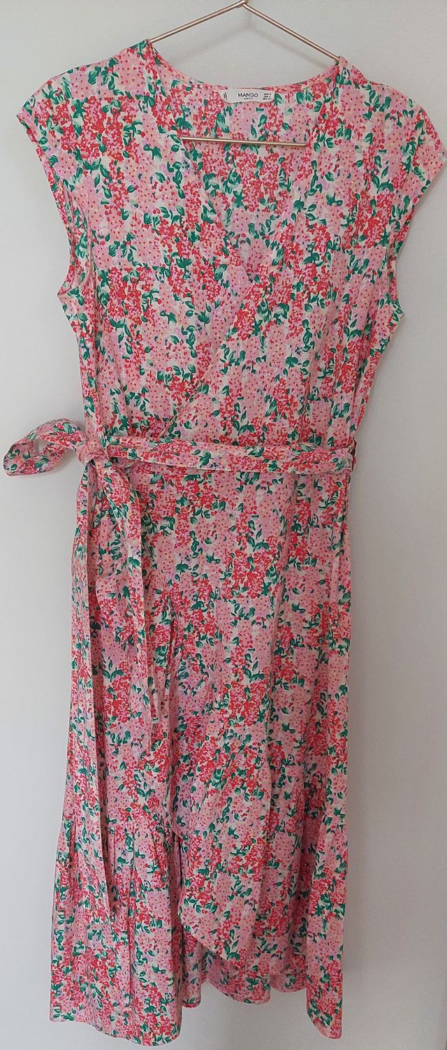 Vestido cruzado MANGO flores talla S
