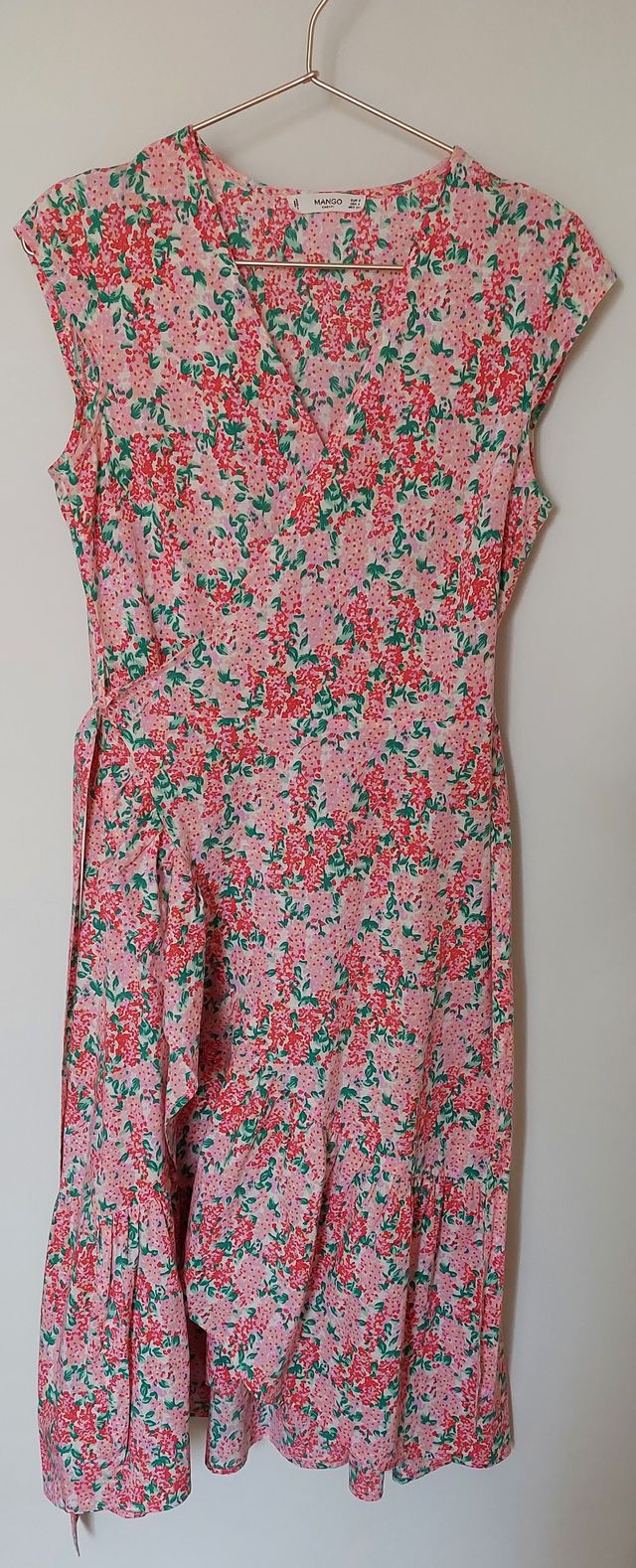 Vestido cruzado MANGO flores talla S