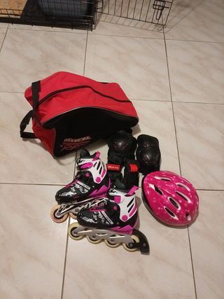 Patines con rodilleras y casco