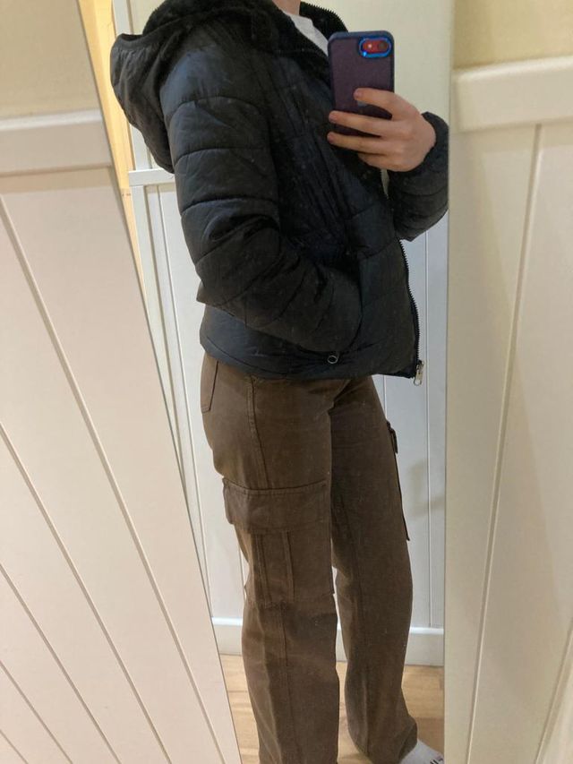 Abrigo reversible negro con forro