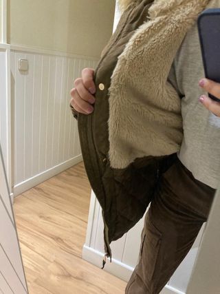 Parka mujer verde militar con forro