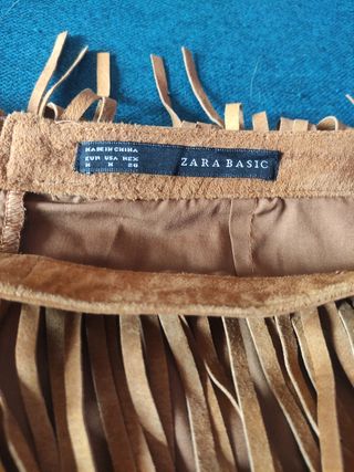 Falda flecos de piel gamuza