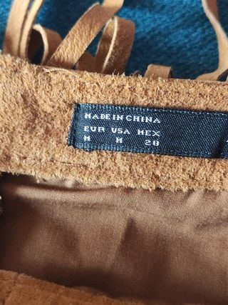 Falda flecos de piel gamuza