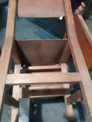 3 sillas antiguas madera y cuero