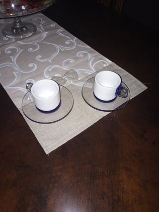 Coppia tazzine + piattini guzzini lui e lei