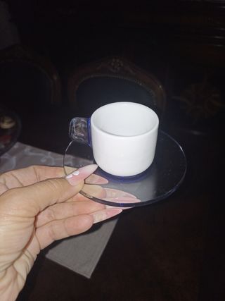 Coppia tazzine + piattini guzzini lui e lei