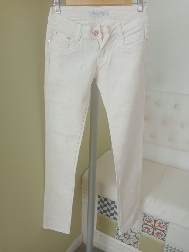 Pantalón blanco damasco