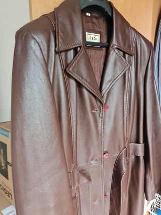 Gabardina piel marrón chocolate