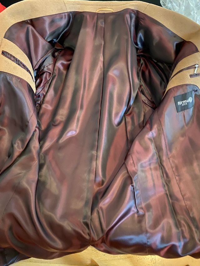 abrigo hombre de vestir de paño marron 3/4