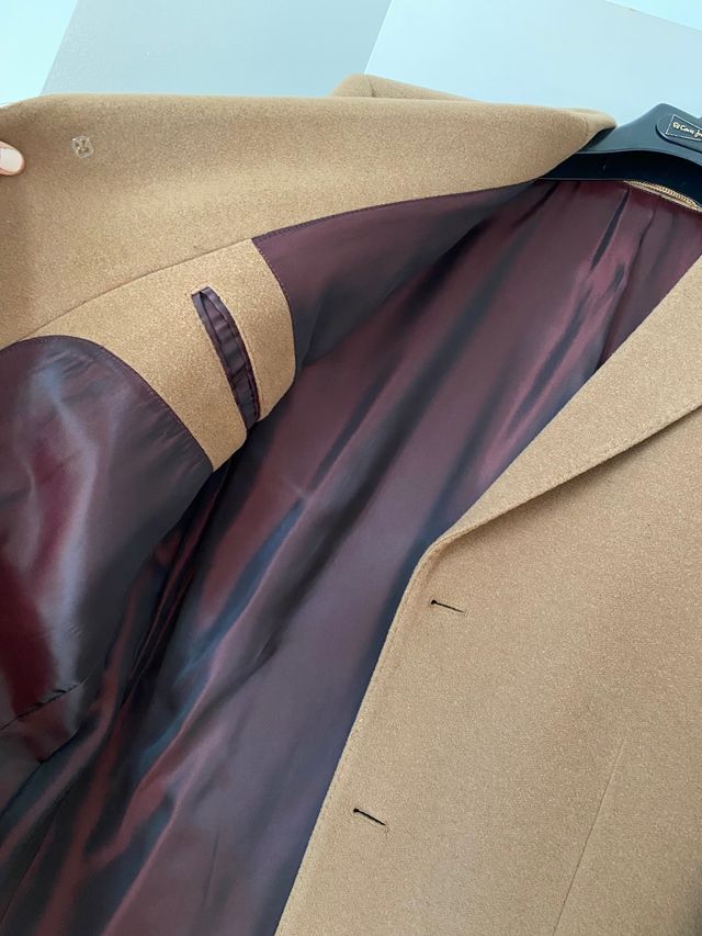 abrigo hombre de vestir de paño marron 3/4