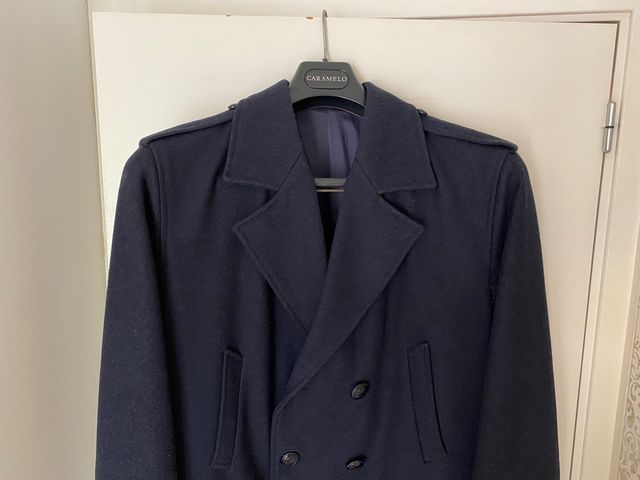 Abrigo de vestir azul marino paño cruzado