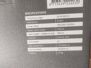 Barra de sonido y subwoofer