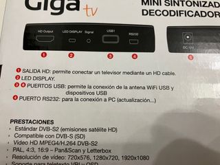GIGA TV HD360 IPS MiniSintonizador satélite DVB-S2
