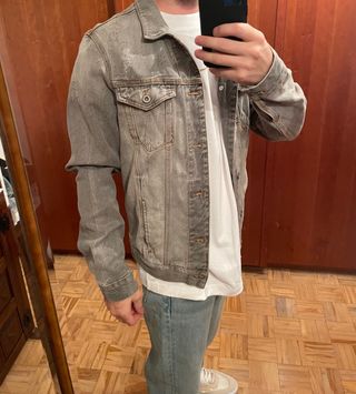 chaqueta vaquera gris pull&bear talla s