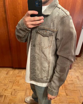 chaqueta vaquera gris pull&bear talla s
