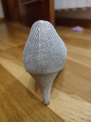 Zapatos salón Glitter bajo, color plata, talla 41