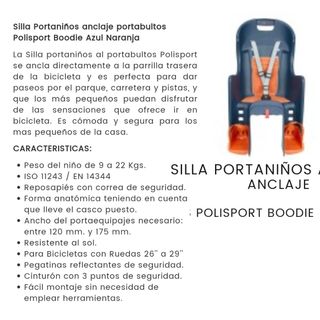 Silla portabebes para bicicleta