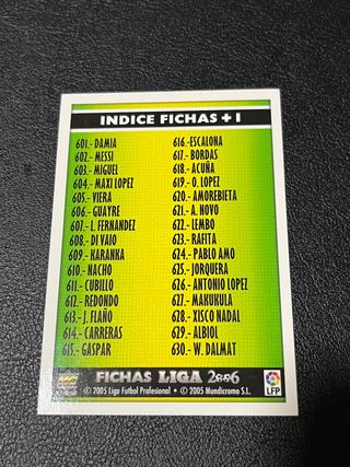CROMO ÍNDICE LEO MESSI ROOKIE 602 2005/6