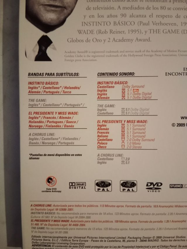 Colección películas Michael Douglas