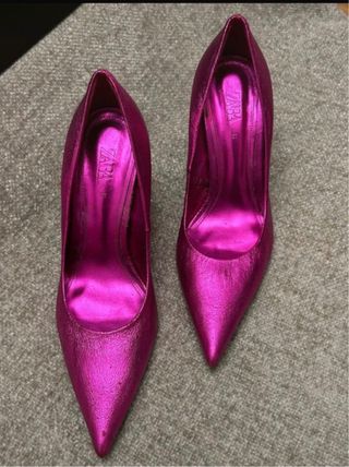 Zapatos fucsia metalizado 37 Zara