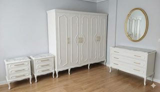 Madera Dormitorio armario y 2 mesitas cómoda espej