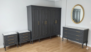 Madera Dormitorio armario y 2 mesitas cómoda espej