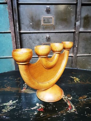 Candelabro madera. Vintage.