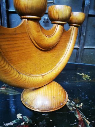 Candelabro madera. Vintage.