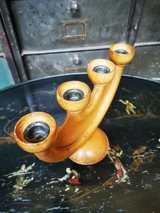 Candelabro madera. Vintage.