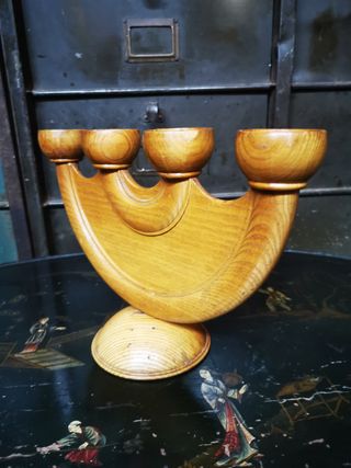 Candelabro madera. Vintage.