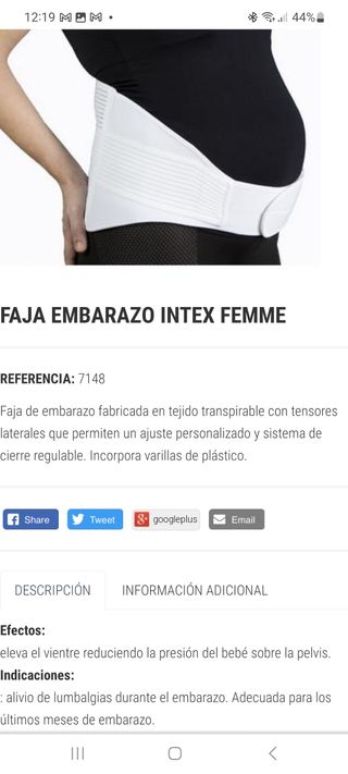 Faja Lumbar Embarazo INTEX Talla M