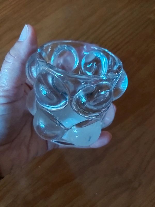 Castiçal em vidro pequeno 7 cm, Gato Preto