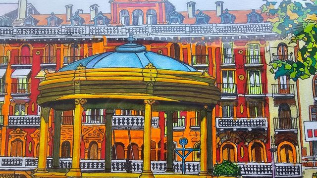 Dibujos acuarelados Pamplona