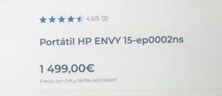 PORTATIL HP ENVY 15-ep0002ns