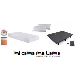 PACK COLCHON VISCO 4 + BASE TAPIZADA 3D + ALMOHADA
