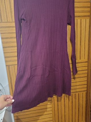 Vestido canalé granate Zara