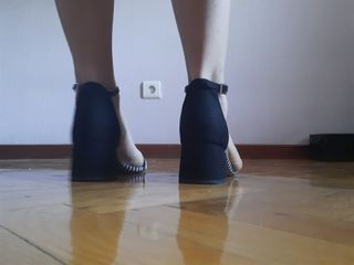 Sandalias de tacón de cuadritos vichi de mujer