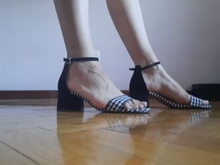 Sandalias de tacón de cuadritos vichi de mujer