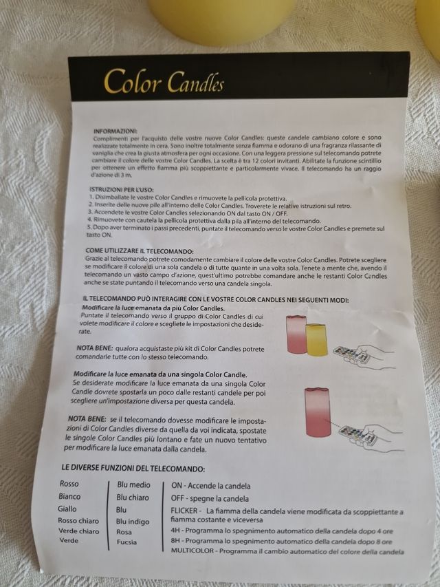 N. 3 Candele cambiacolore a batteria