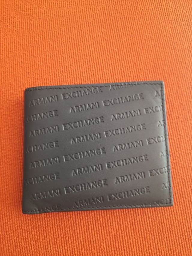 portafoglio armani exchange vera pelle blu