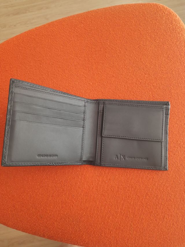 portafoglio armani exchange vera pelle blu