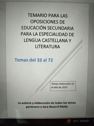 Temario oposiciones Secundaria Lengua Castellana
