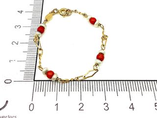 pulsera oro 18k con piedra con coral